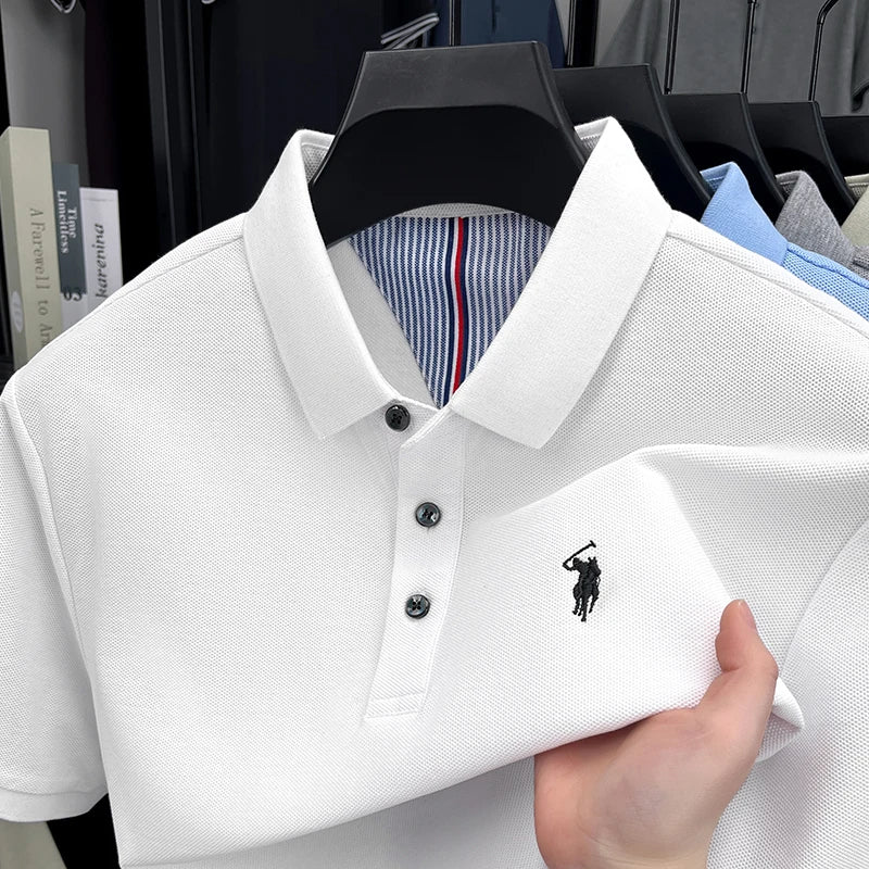 Men's Summer Cotton Embroidery Golf Polo Shirt