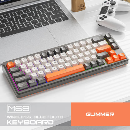 Kabellose mechanische Tastatur, Bluetooth, Dualmodus, Hot-Swap-fähig, Mini, 68 Tasten, roter Schalter, für PC, PS4, Xbox, iPhone, iPad