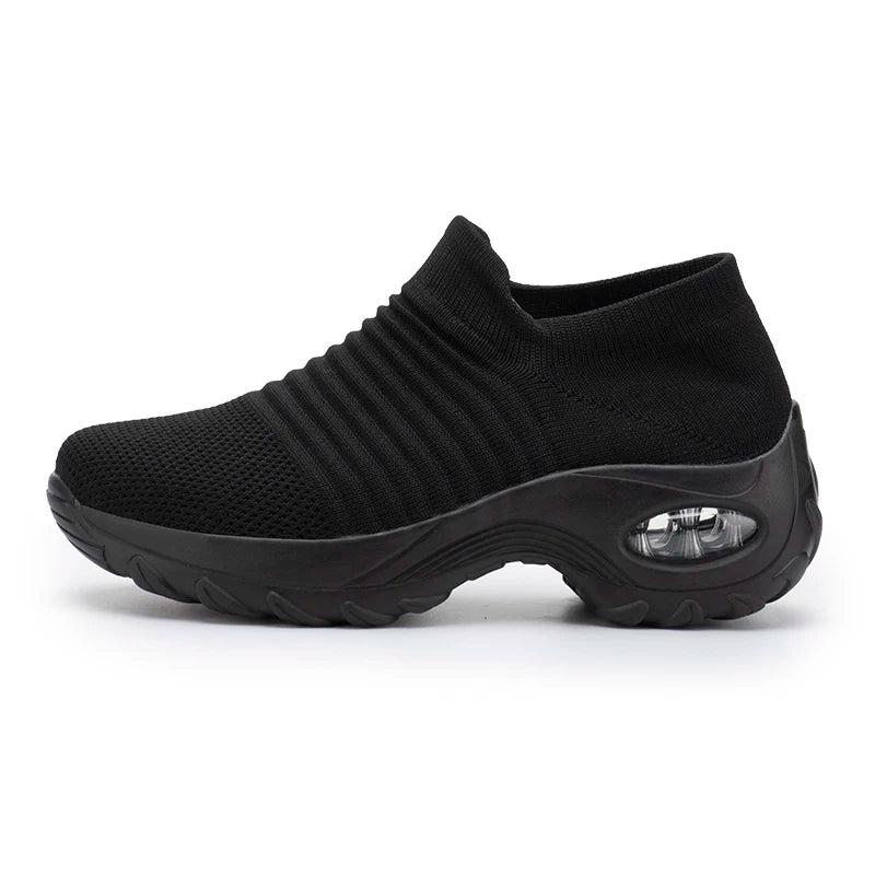 Damen-Wanderschuhe – Atmungsaktive Flyknit-Socken-Sneaker, leichte Slipper
