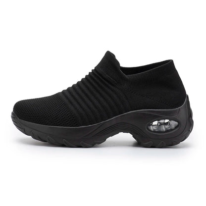 Damen-Wanderschuhe – Atmungsaktive Flyknit-Socken-Sneaker, leichte Slipper