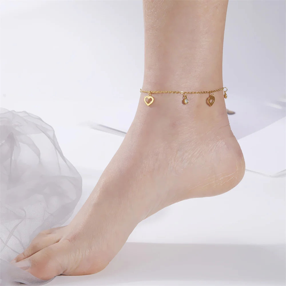 Stainless Steel Star Moon Heart Butterfly Anklet – Women’s Foot Bracelet Chain