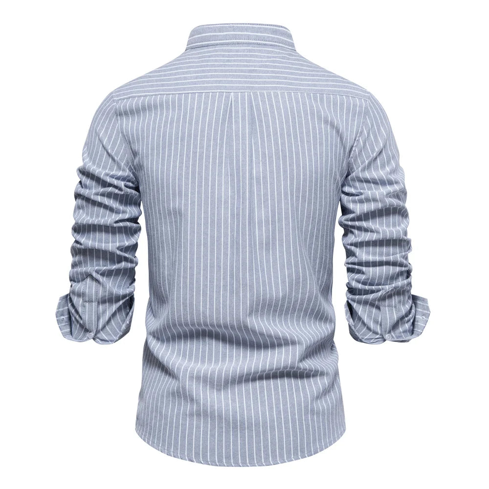 Chemises pour hommes à manches longues à rayures de couleur à poche unique