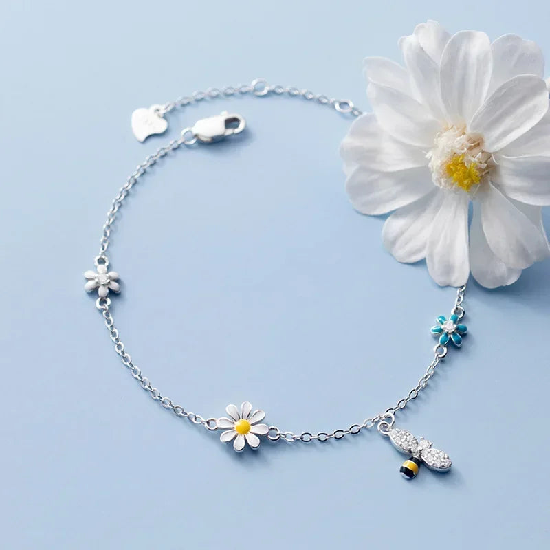 Women's 925 Sterling Silver Charm Bracelet – Tassel Zircon Dangle Anklet
