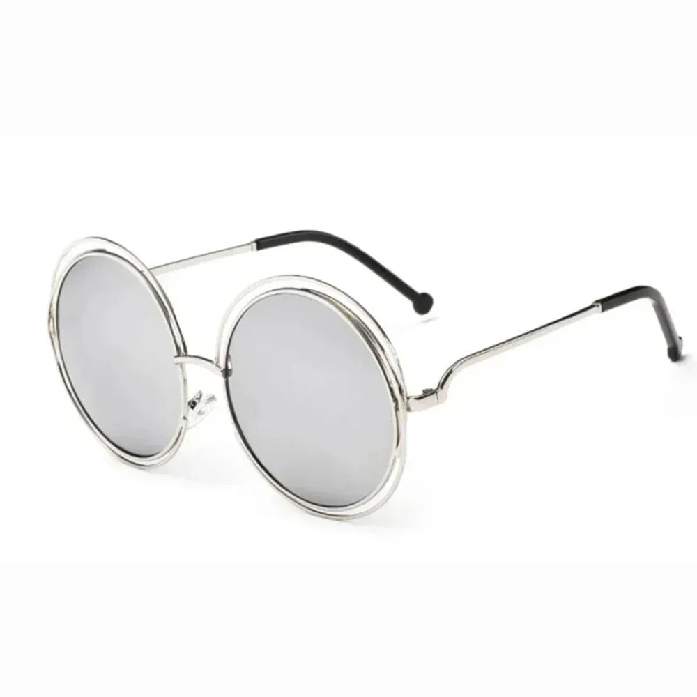 Women's Metal Frame Oversized Mirror Sunglasses