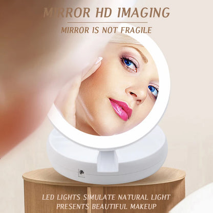 Miroir de maquillage grossissant pliable à LED avec grossissement 10X