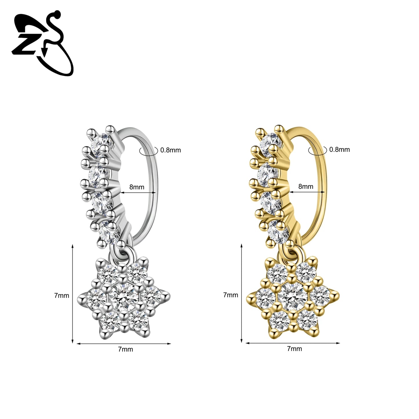 Hochwertige baumelnde Nasenringe mit CZ-Herzen für Frauen