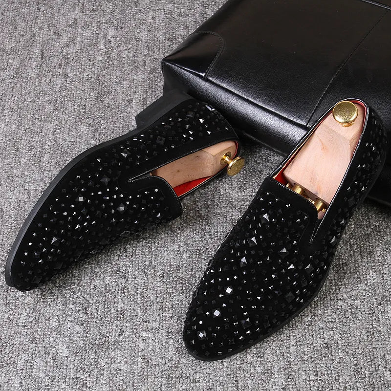 Denim Sequined Men's Loafers