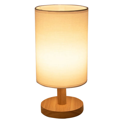 USB Wooden Bedside Lamp - Cylinder Shade