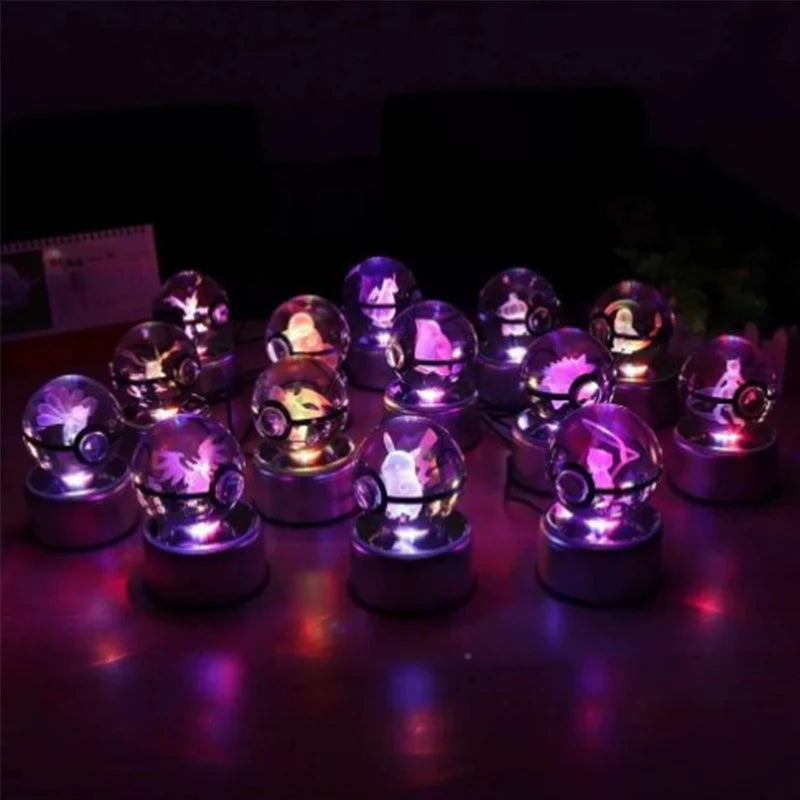Pokemon 3D Kristallkugel Pikachu - Gengar Mew Mewtwo Figuren Lampensockel Pokeball - 3D Pokemon Glaskugel