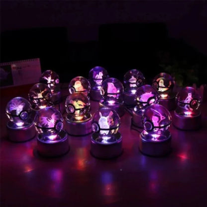 Pokemon 3D Kristallkugel Pikachu - Gengar Mew Mewtwo Figuren Lampensockel Pokeball - 3D Pokemon Glaskugel