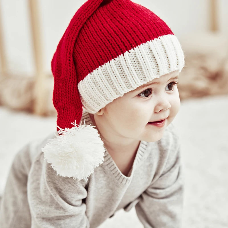 Bonnet de Père Noël tricoté pour enfants et adultes