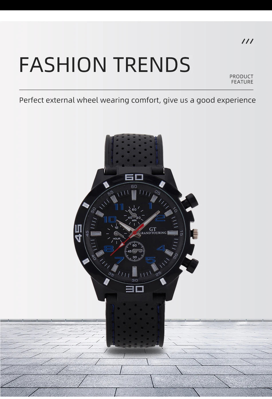 Runde Herren-Sportarmbanduhr im Militär-Stil