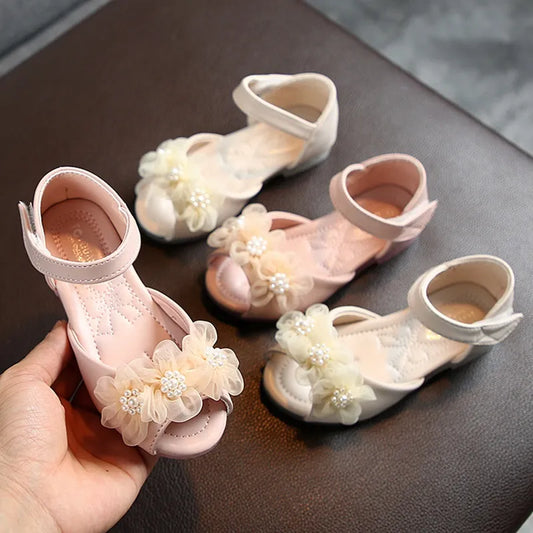 Chaussures décontractées princesse à la mode avec fleurs et perles