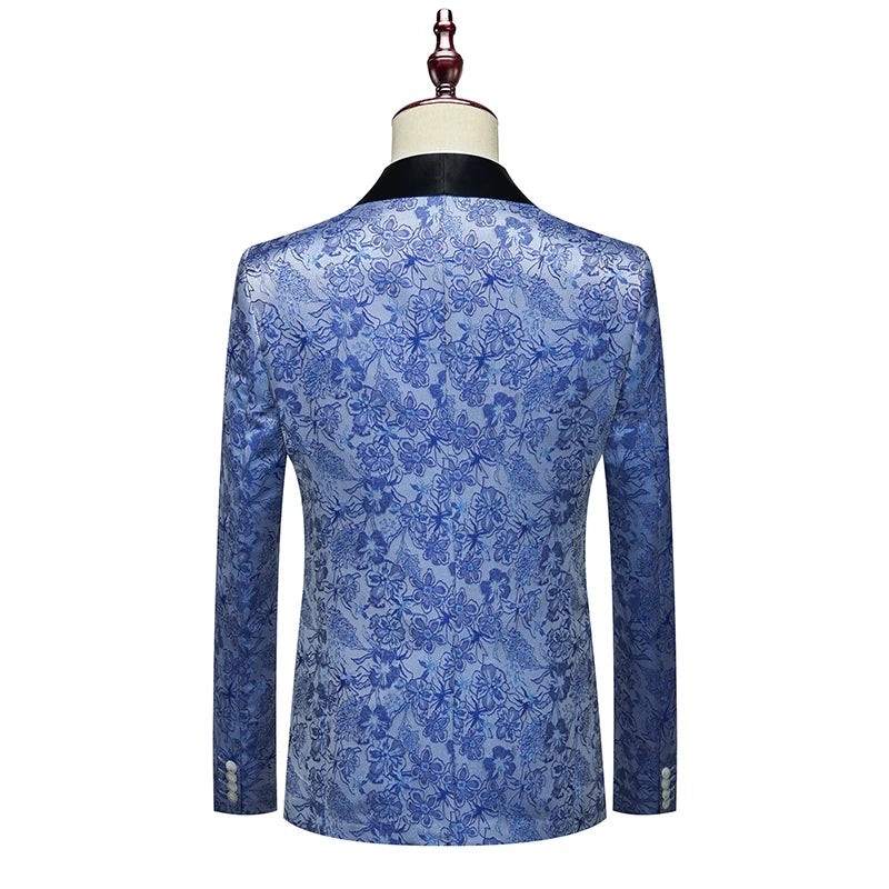 Men's Floral Three-Piece Evening Wedding Guest Dresses