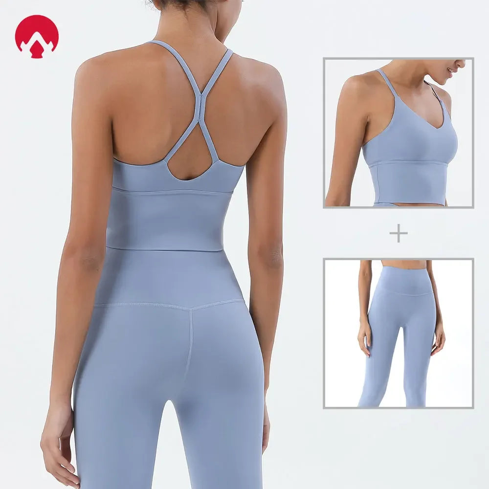 Sports Bra and Leggings Set – Naked Feel High Waist Leggings & Shockproof Sports Bra