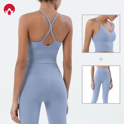 Sports Bra and Leggings Set – Naked Feel High Waist Leggings & Shockproof Sports Bra