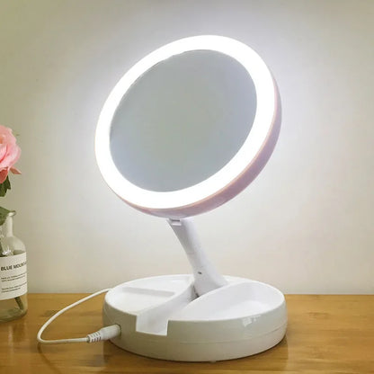 LED-Schminkspiegel mit 360°-Drehung und USB-Ladegerät