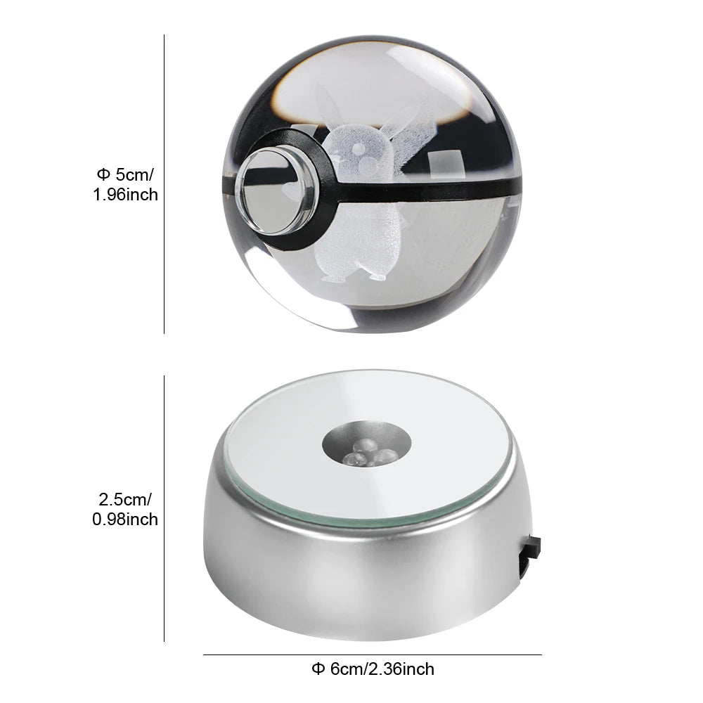 Pokemon 3D Kristallkugel Pikachu - Gengar Mew Mewtwo Figuren Lampensockel Pokeball - 3D Pokemon Glaskugel