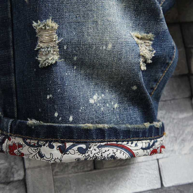 Men's Slim Ripped Denim Shorts