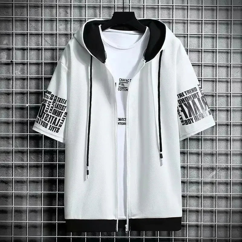 Men's Streetwear Short Sleeve Hooded Printed T Shirts