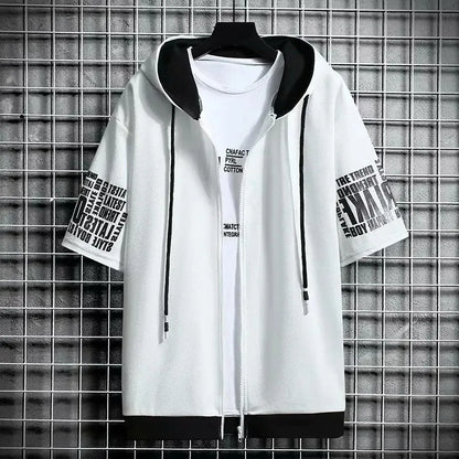 Men's Streetwear Short Sleeve Hooded Printed T Shirts