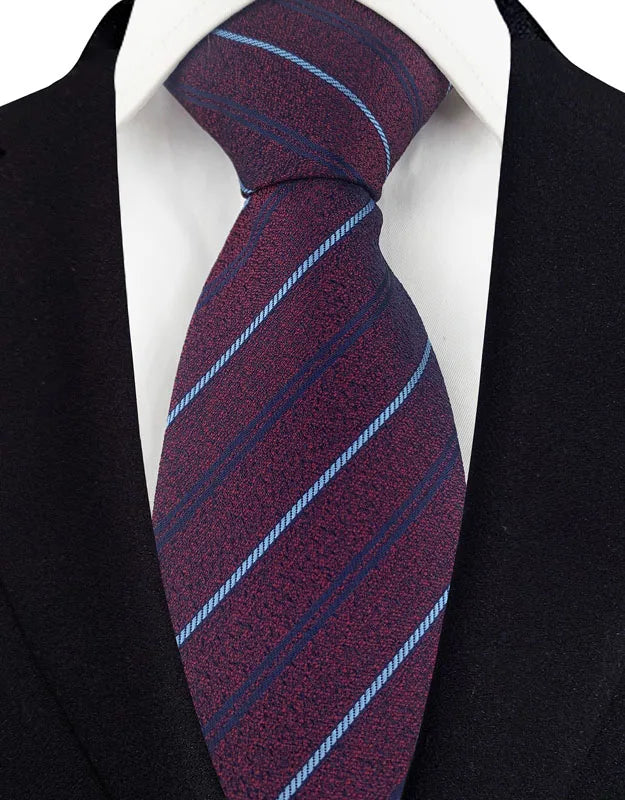 Men's Burgundy Plaid Silk Wedding Tie Set
