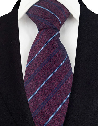 Men's Burgundy Plaid Silk Wedding Tie Set