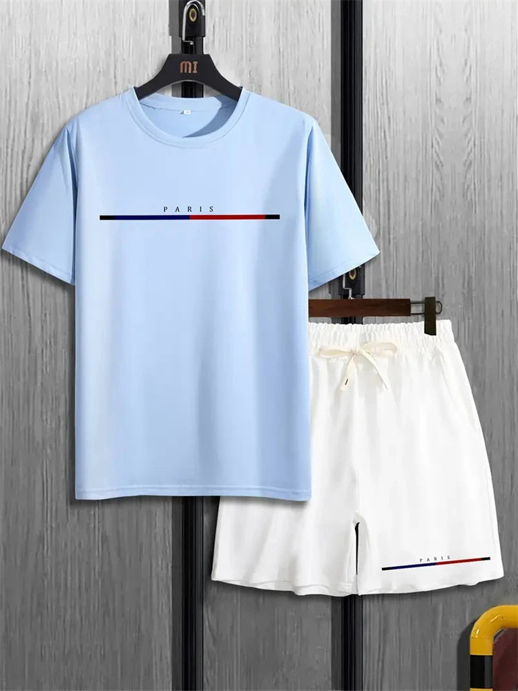 Men's Letter Printed 2-Piece Summer Gym Suit
