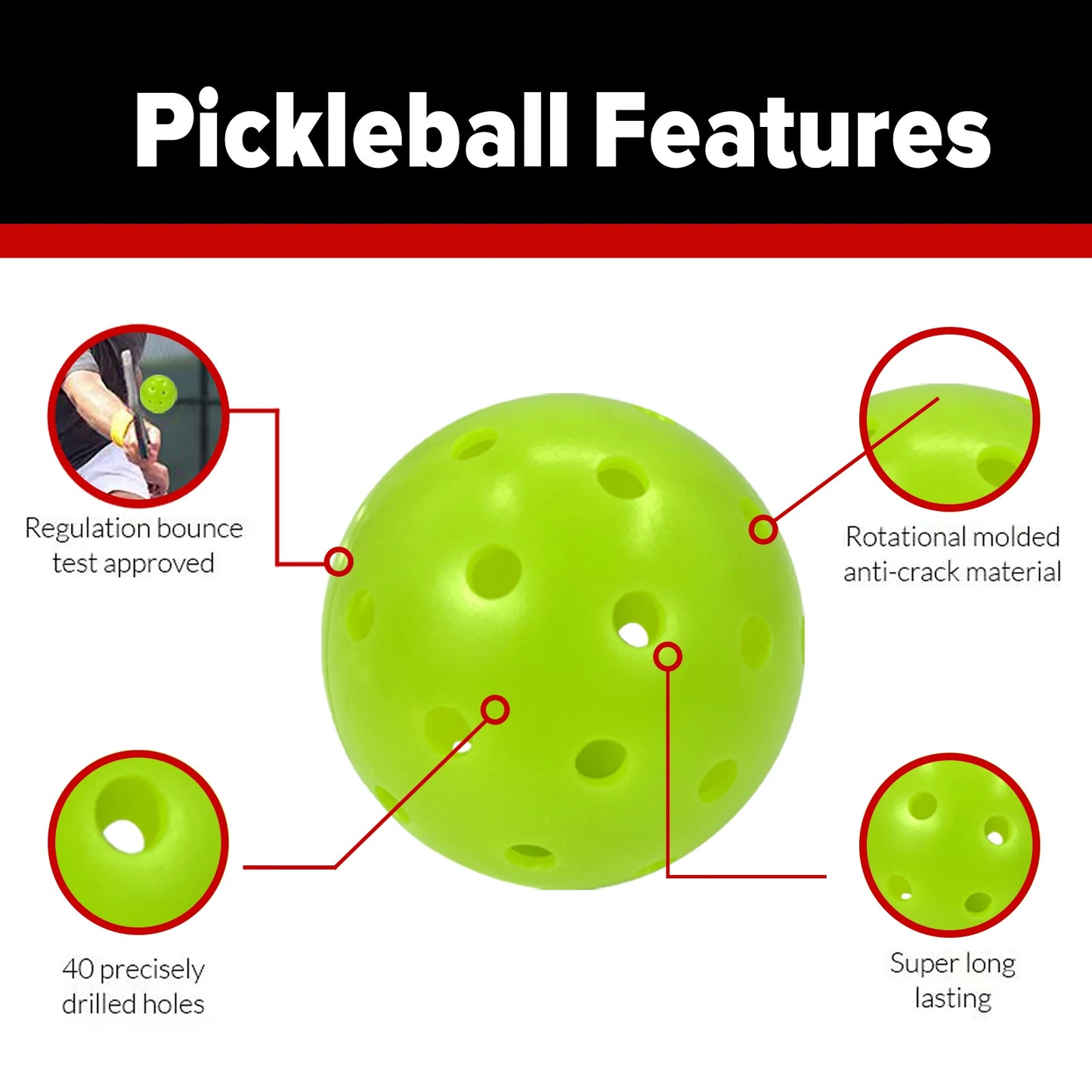 40 Hole Outdoor Lime Green Pickleball