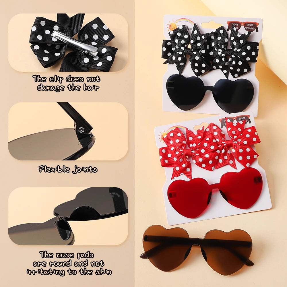 Hairpins & Heart Sunglasses Set