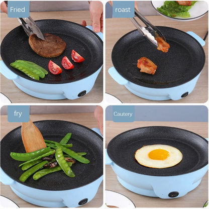 220V Multifunction Electric Frying Pan, Non-Stick Grill, Fry, Bake, Roast, and BBQ Cooker
