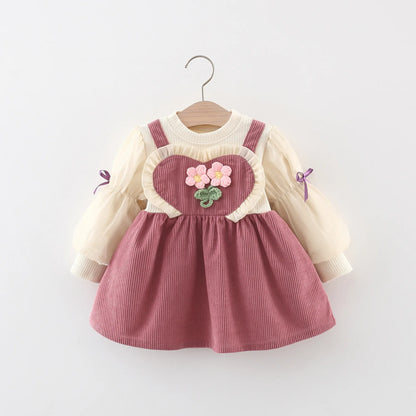 Newborn Baby Girls Long Sleeve Polo Collar Coat with High Collar Dress