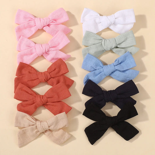 10PCS Baby Girls Bow Hair Clips – Cute Ribbon Bowknot Hairpins Boutique Headwear