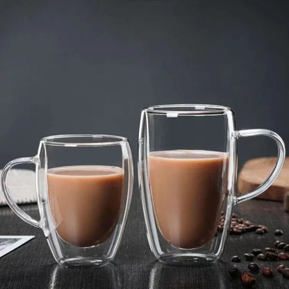 Tasse en verre transparente à double paroi résistante à la chaleur