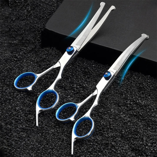 Professional Stainless Steel Dog Grooming Scissors — Precision Pet Grooming Shears with Rounded Head