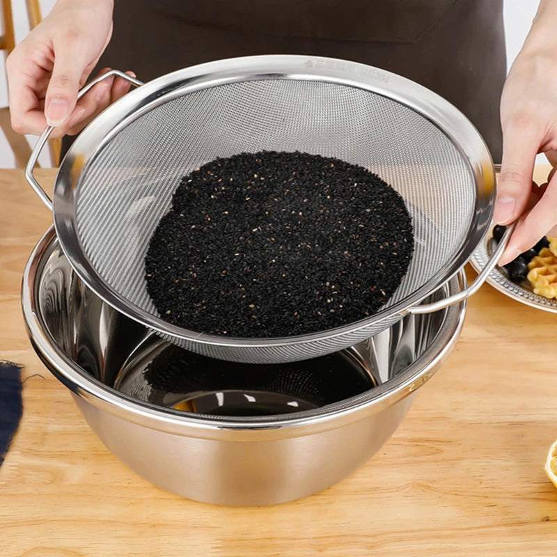 Flour Sieve Double Handle Stainless Steel Colander