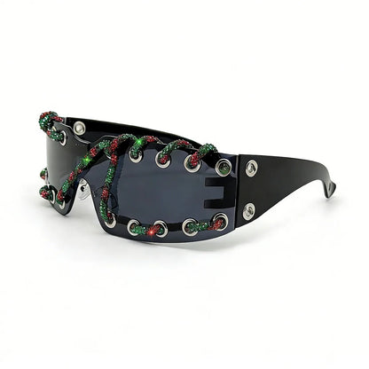 Women's Crystal Chain Designer Punk Y2k Sunglasses