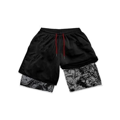 Berserk Print 2-in-1 Gym Shorts for Men