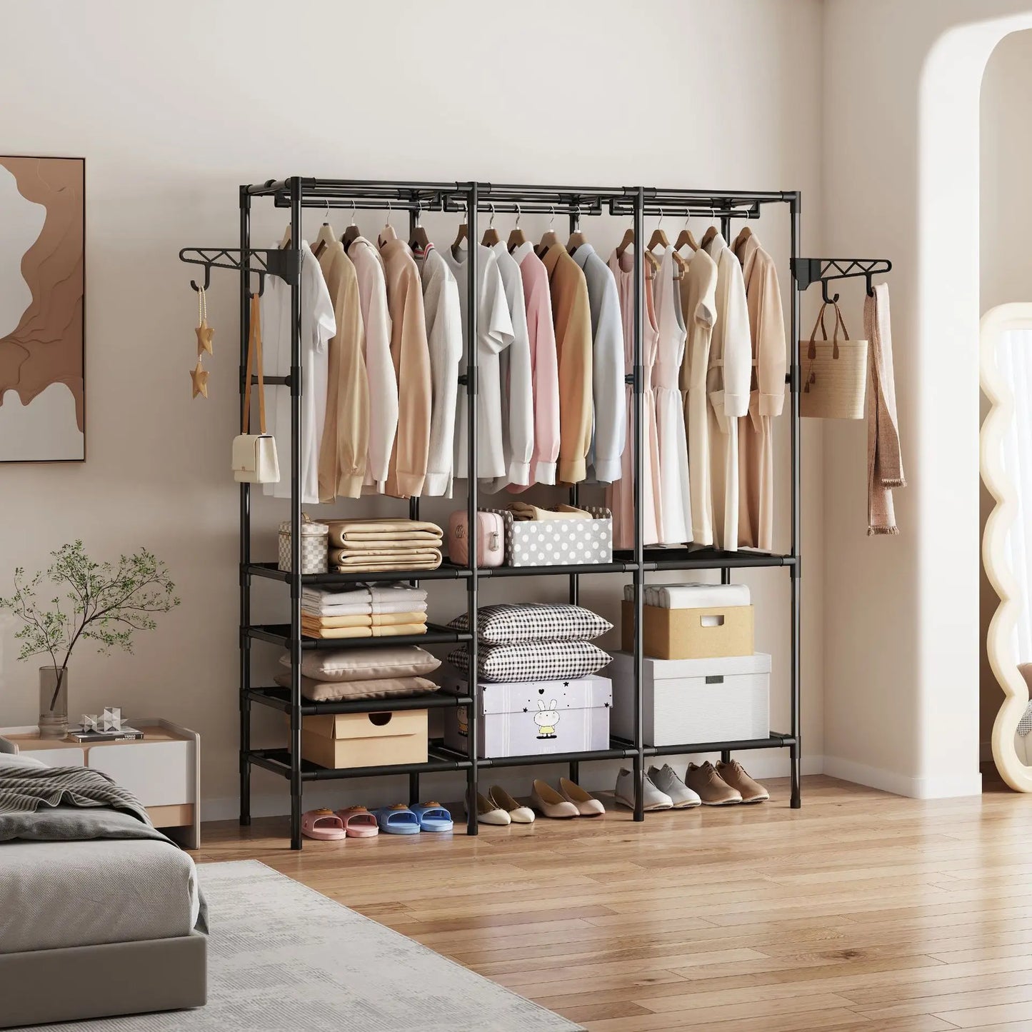 Multifunktionale, freistehende Garderobe