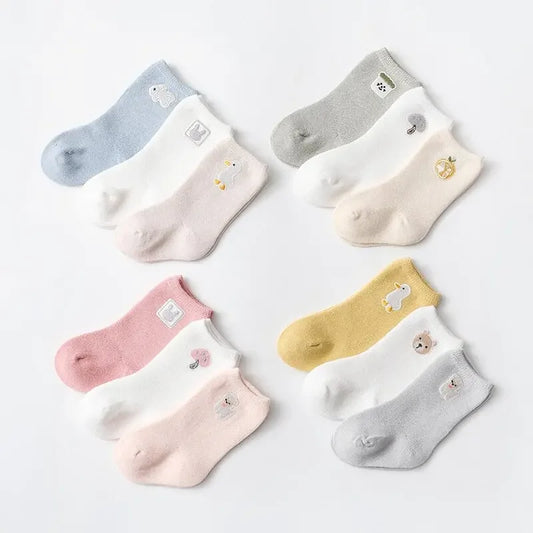 3Pairs/set Baby Socks Cute Newborn Baby Kids Cartoon Cotton Socks