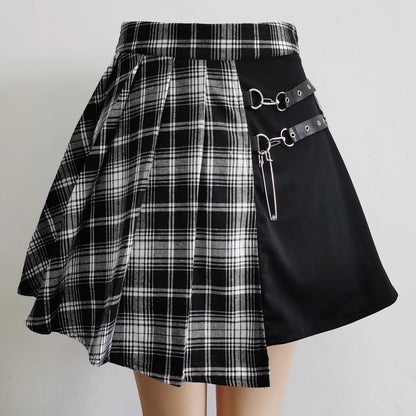 Womens Mini Pleated Skater High Waist Skirt