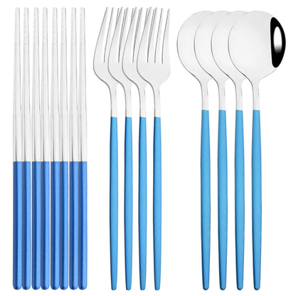 Edelstahl-Geschirrset in Gold und Grün