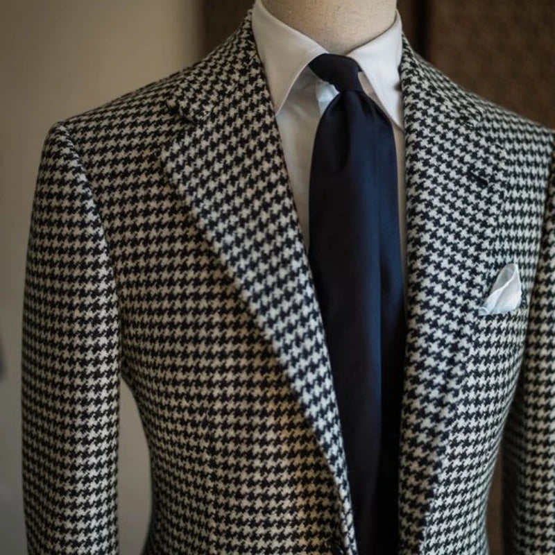 Houndstooth Business Blazer - Plaid Suit Jacket