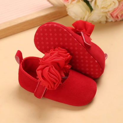 Prinzessinnenschuhe für Neugeborene, Samt, Rot, Weihnachten, 0–18 Monate