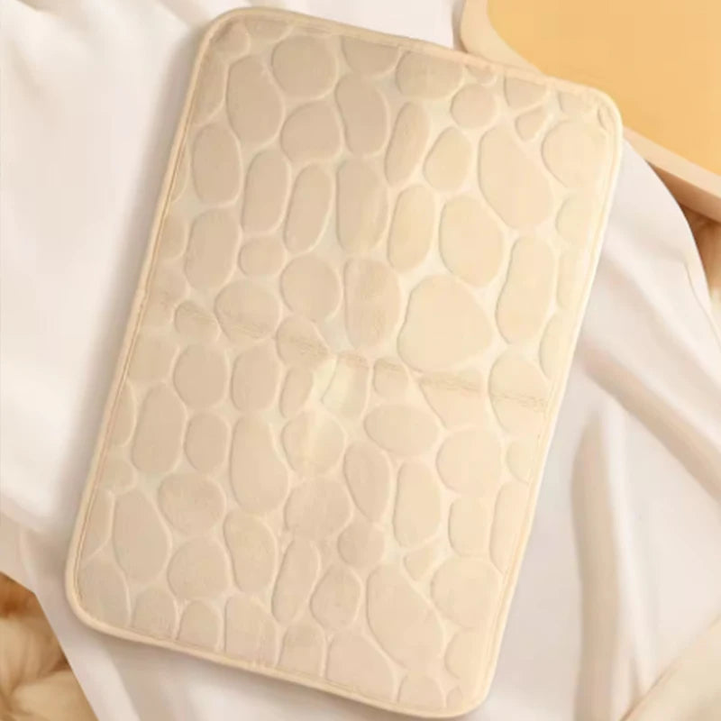 Fleece Embossed Stone Bathroom Floor Mat Water Absorbing and Foot Mat Non-slip Bathroom Floor Door Mat Supplies