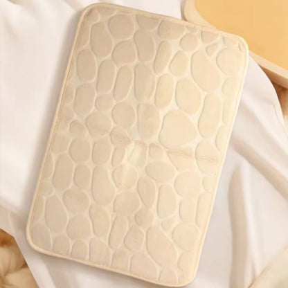Fleece Embossed Stone Bathroom Floor Mat Water Absorbing and Foot Mat Non-slip Bathroom Floor Door Mat Supplies