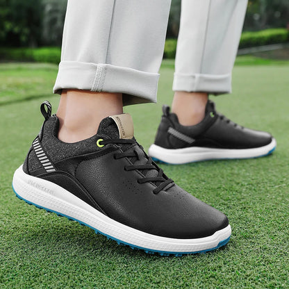 Men’s Waterproof Golf Shoes – Spikeless Lace-Up Golf Trainers Breathable Lightweight Golf Sneakers