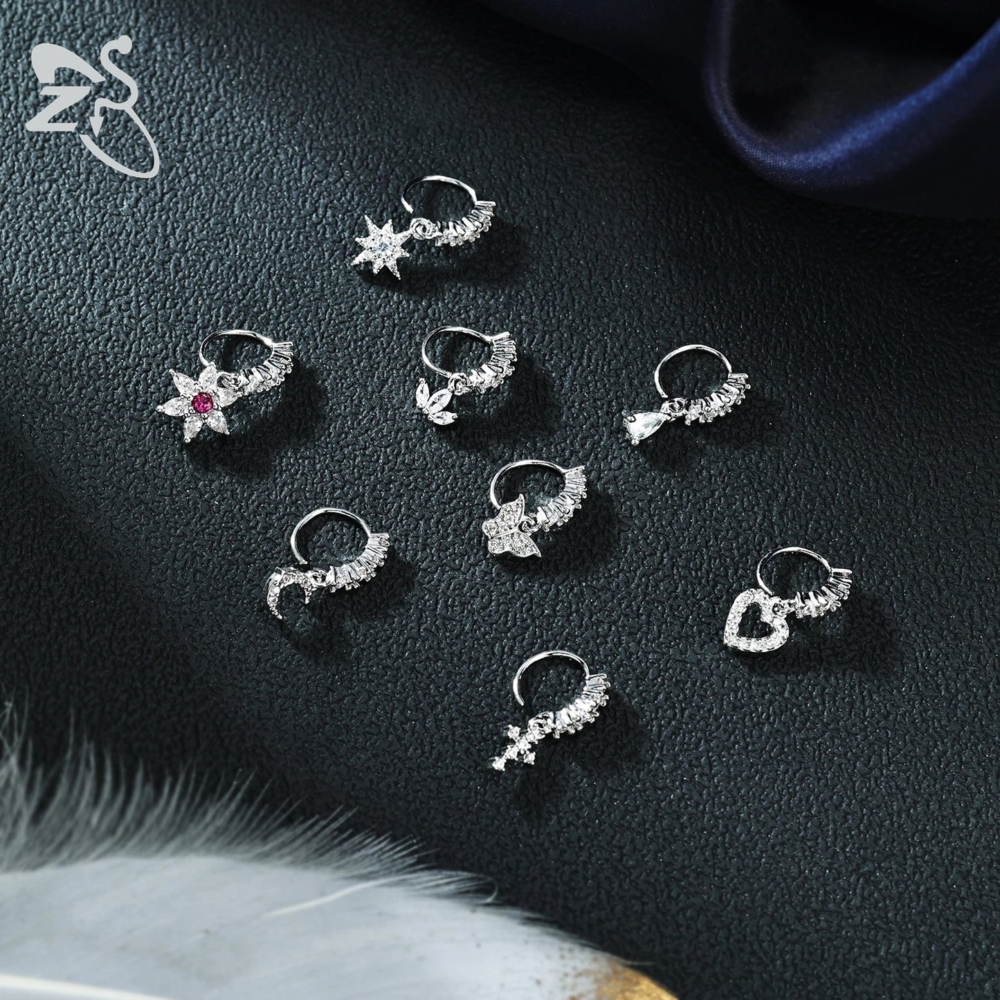 Charming CZ Crystal Nose Ring Set for Women