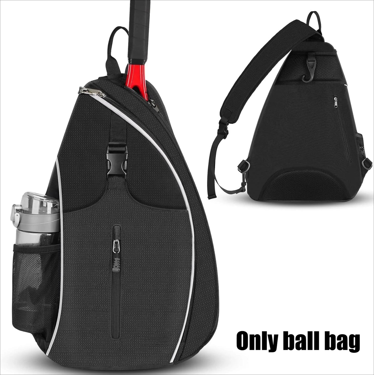 Unisex Water‑Resistant Tennis & Pickleball Sling Bag - Crossbody Racket Bag for Tennis
