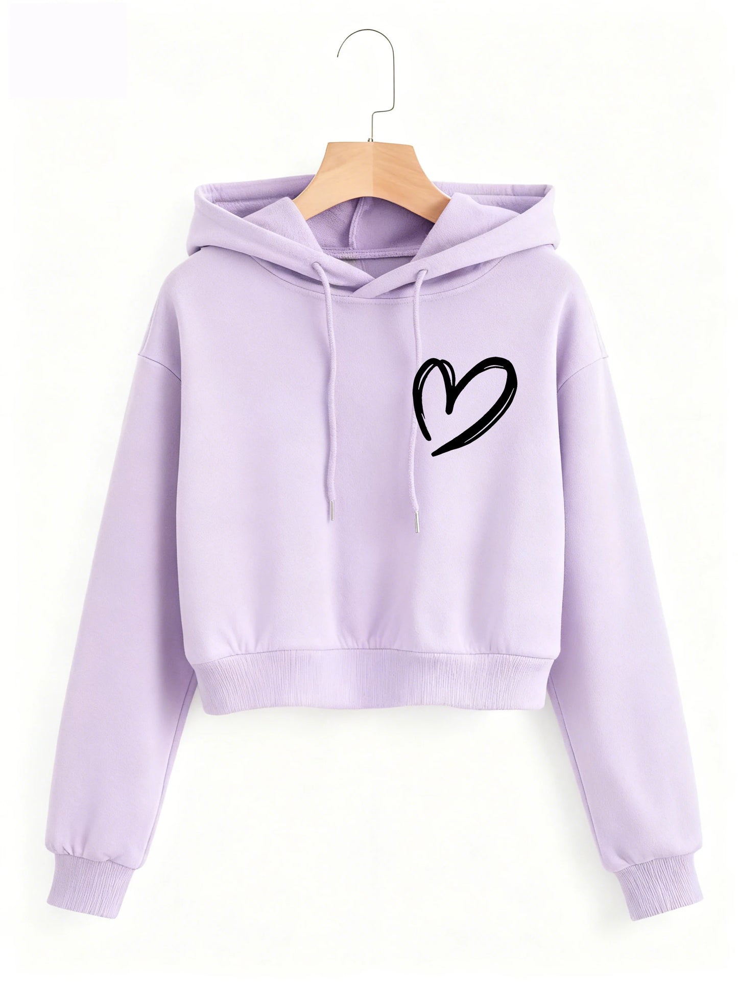 Sweat à capuche polaire imprimé cœur pour l'hiver